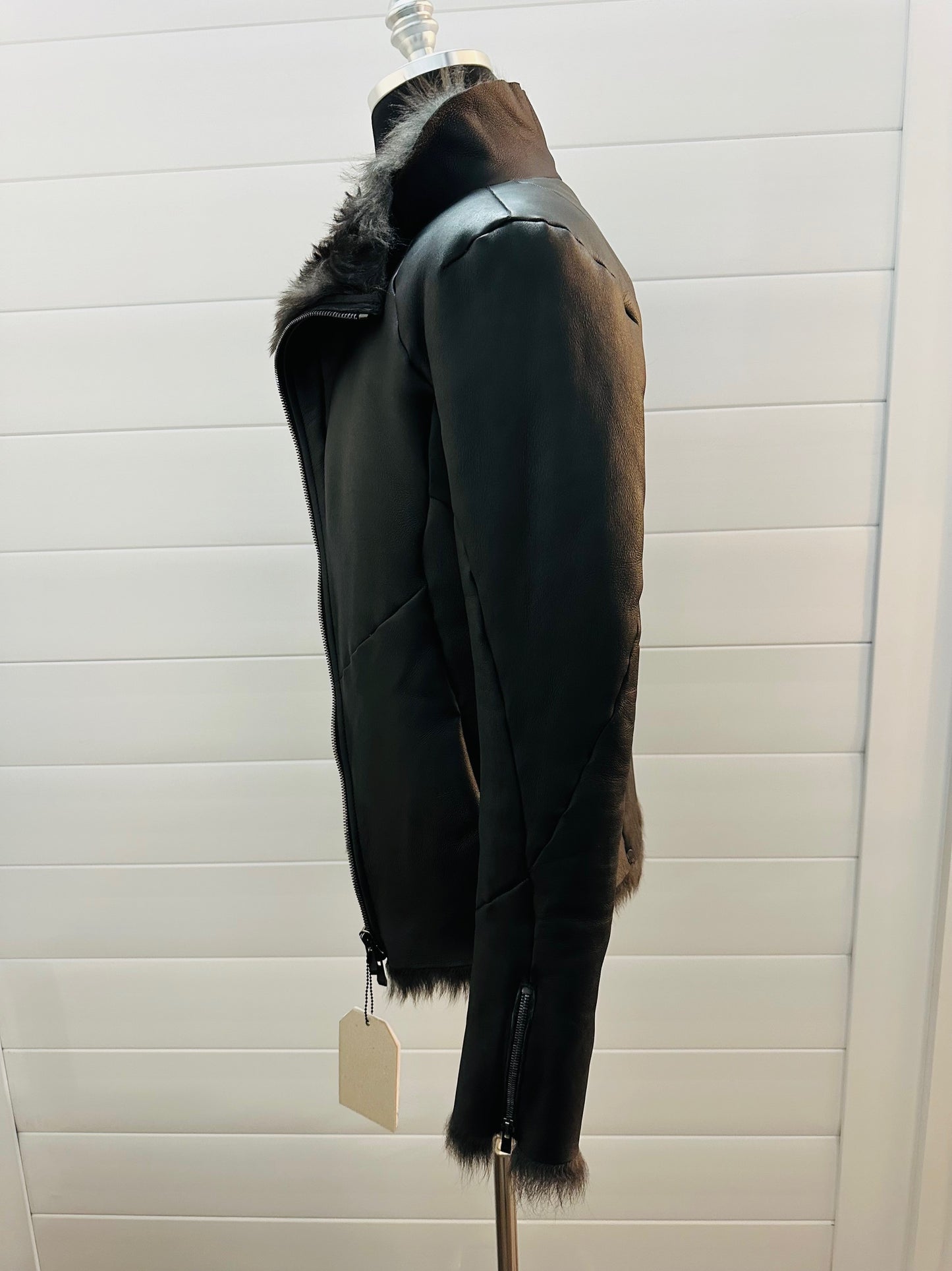 Black Sheep Shearling High Collar Zip Jacket