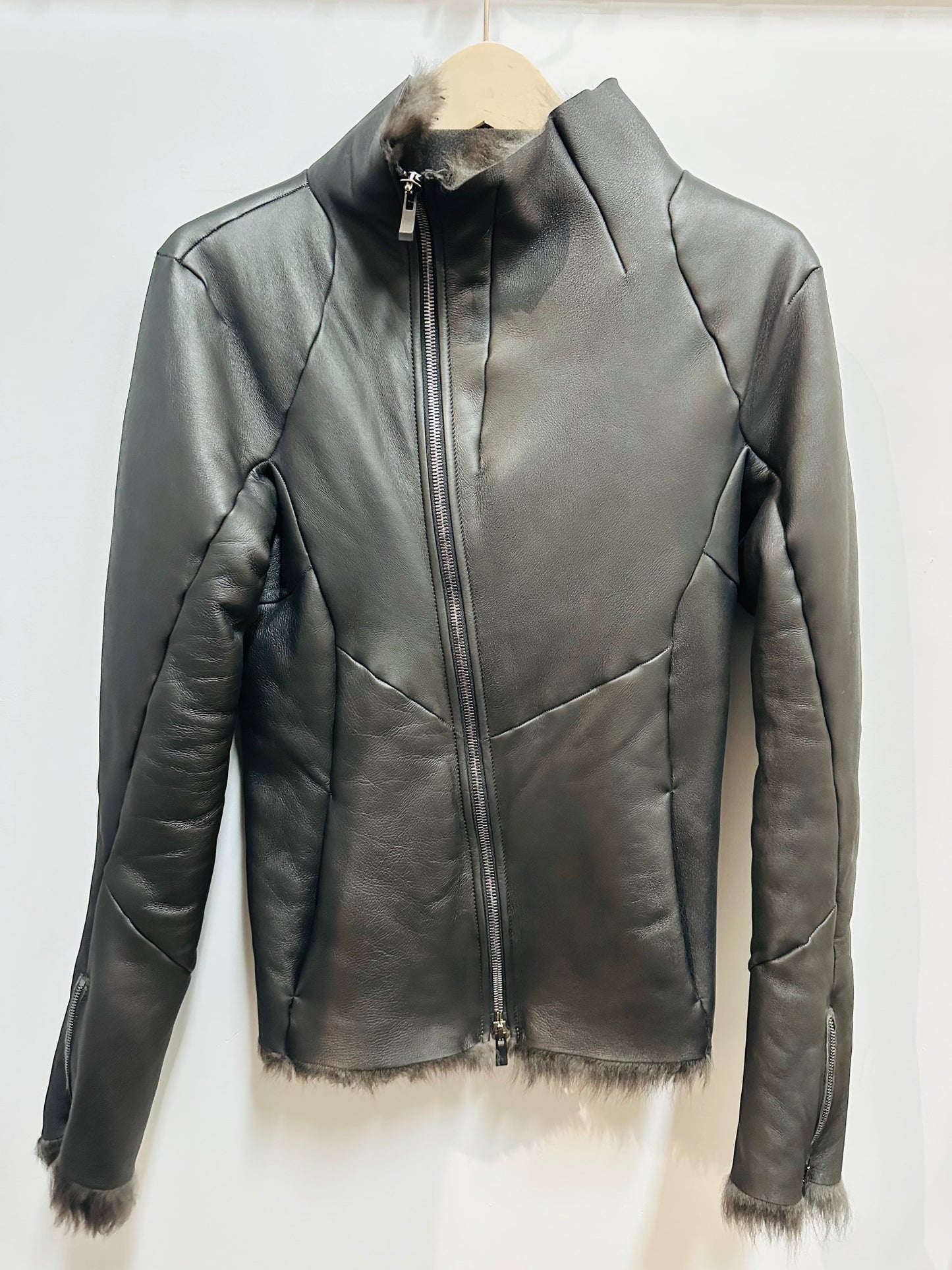 Black Sheep Shearling High Collar Zip Jacket