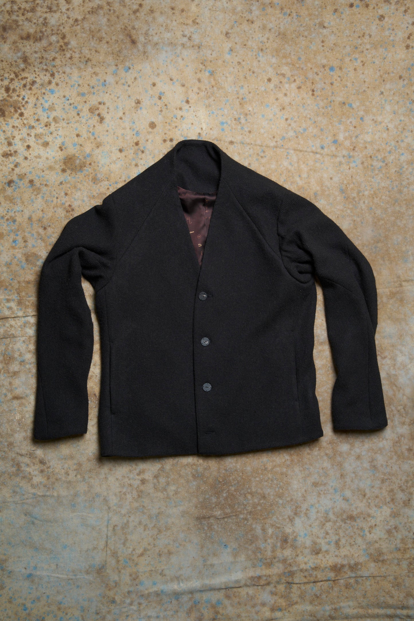 Off Black 4 Button V front Camel Knit Hybrid Cardigan Jacket