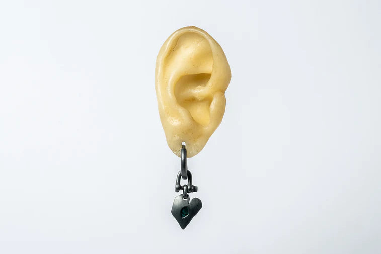 Jazz's Solid Heart Earring Extra Small 0.1 CT Blue Diamond Slabs Z2335-3-KA+BDIA