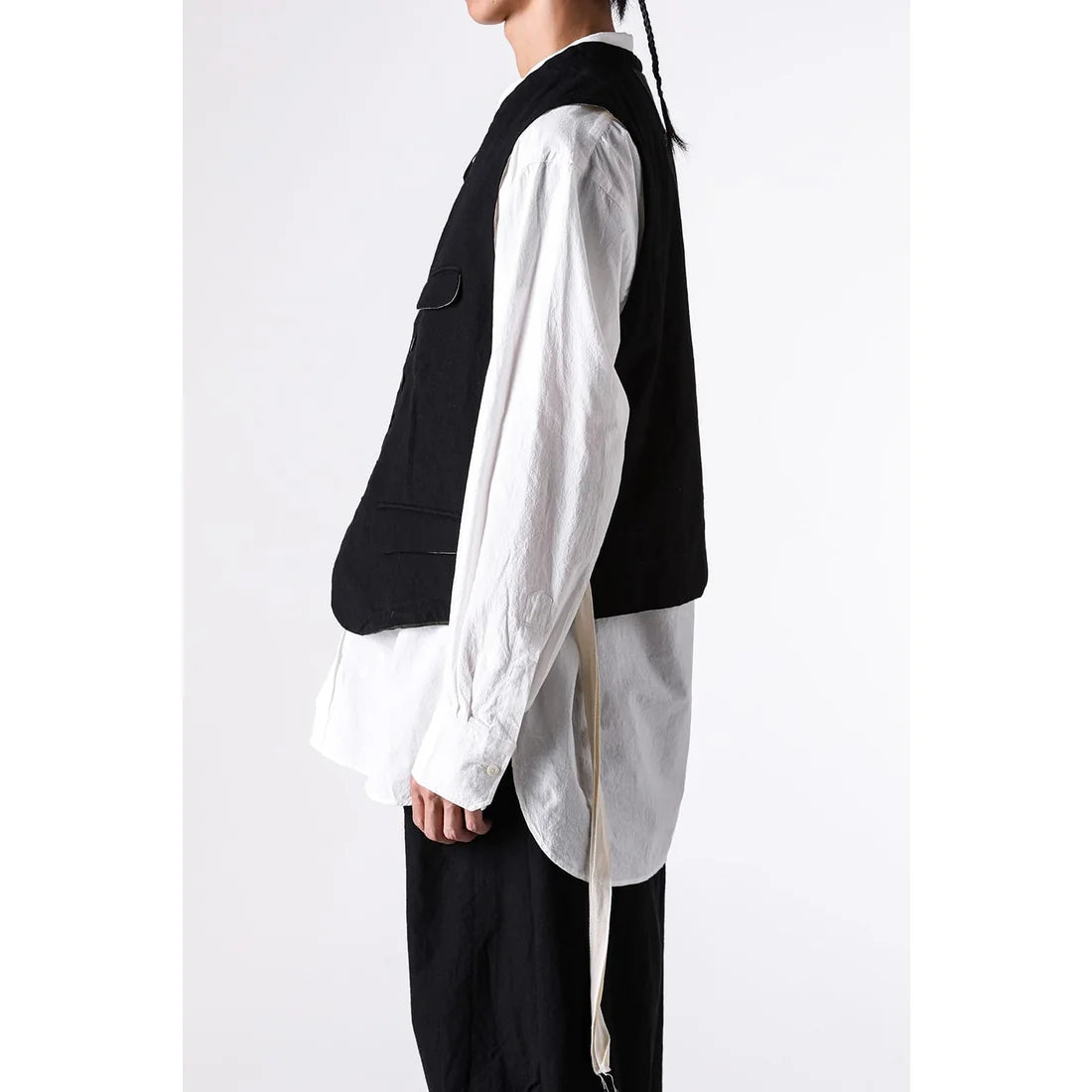 Coal Black Square Shaped Loose Vest