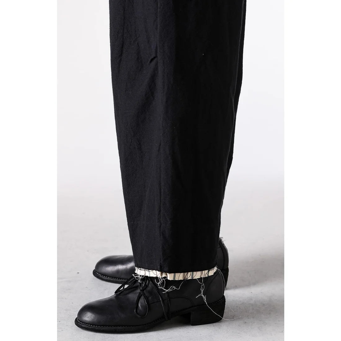 Coal Black Cut off Bold Straight Trousers