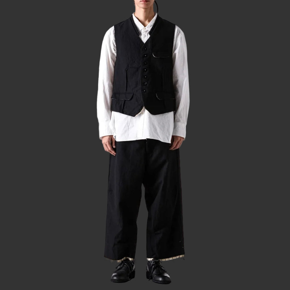 Coal Black Cut off Bold Straight Trousers