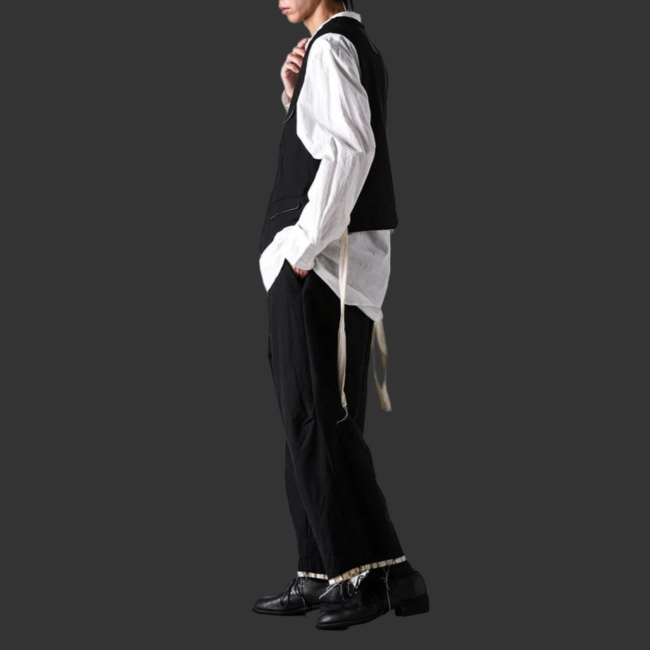 Coal Black Cut off Bold Straight Trousers
