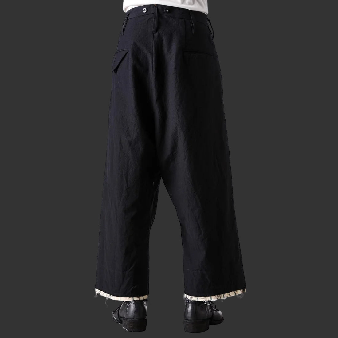 Coal Black Cut off Bold Straight Trousers