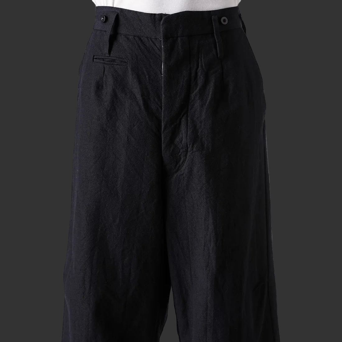Coal Black Cut off Bold Straight Trousers