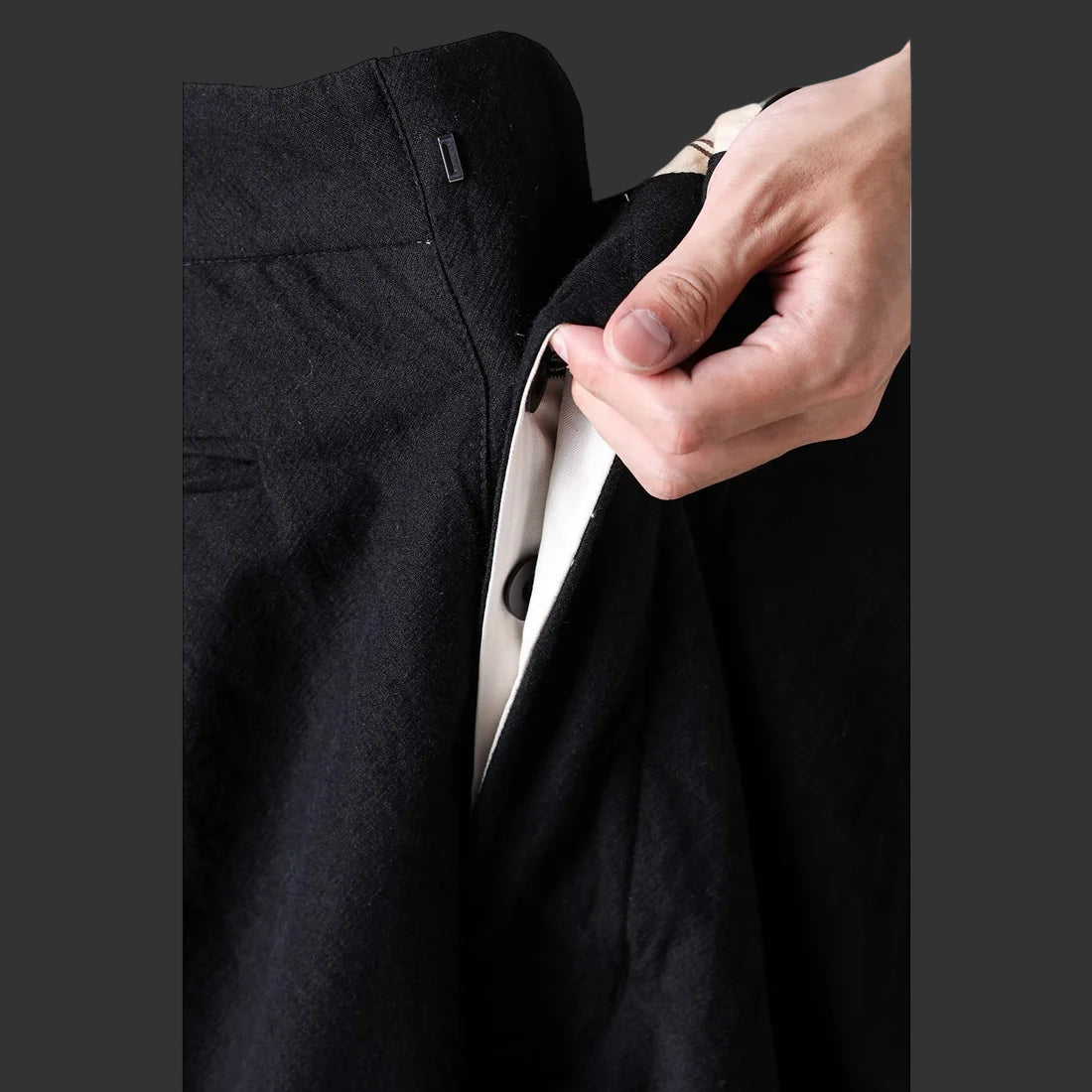 Coal Black Cut off Bold Straight Trousers
