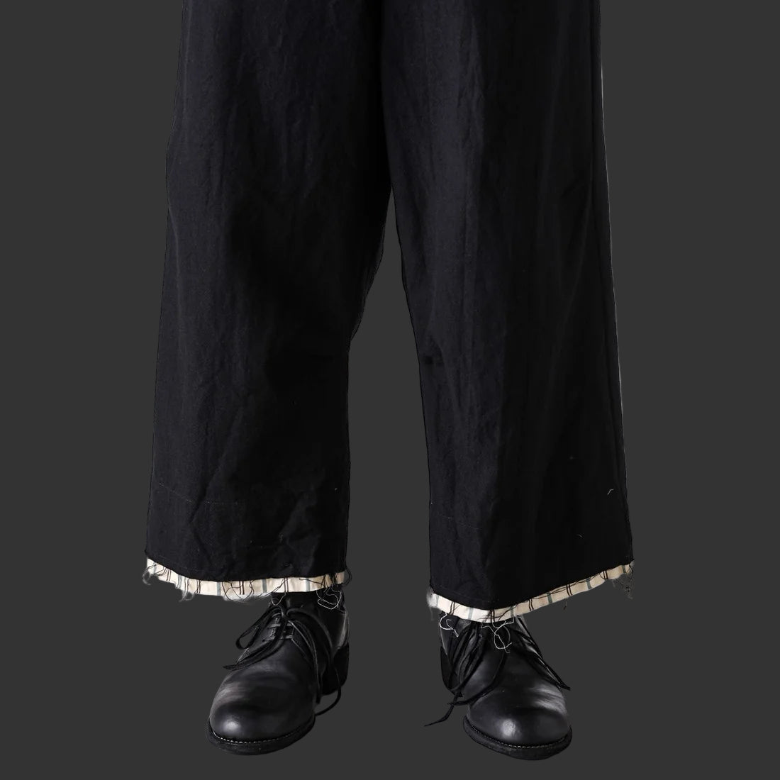 Coal Black Cut off Bold Straight Trousers