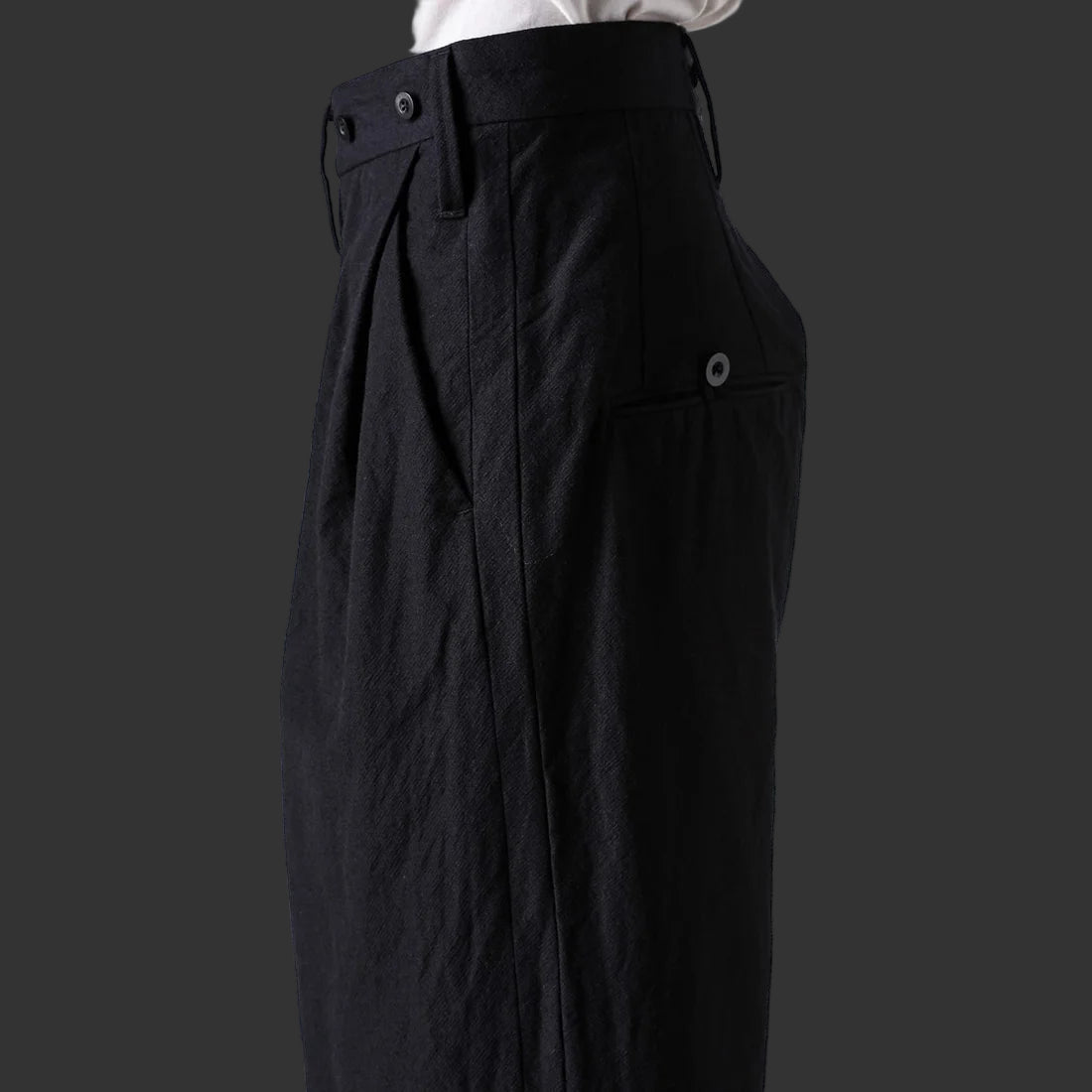 Coal Black Side Tucked Wide Straight Trousers