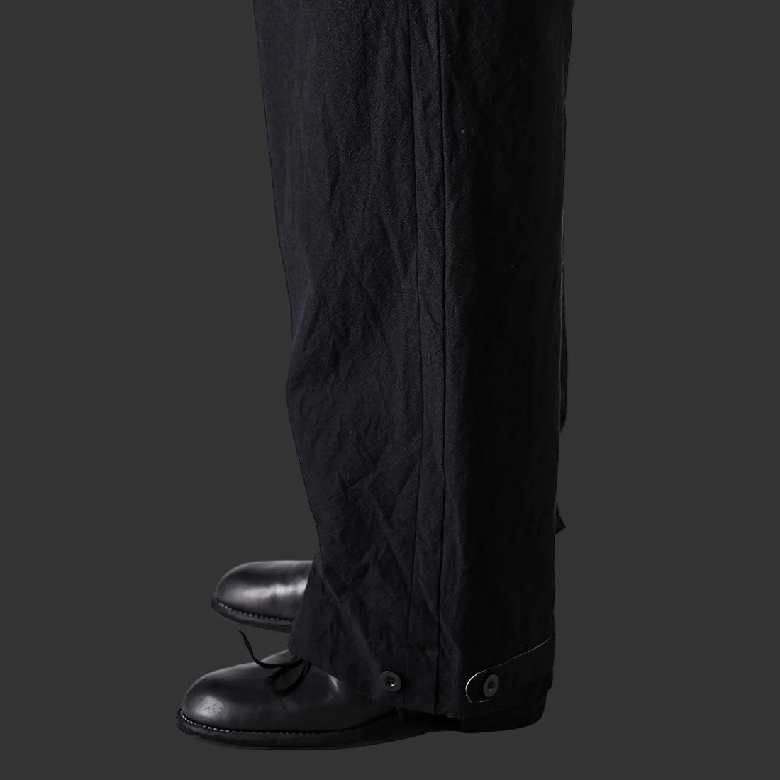 Coal Black Side Tucked Wide Straight Trousers