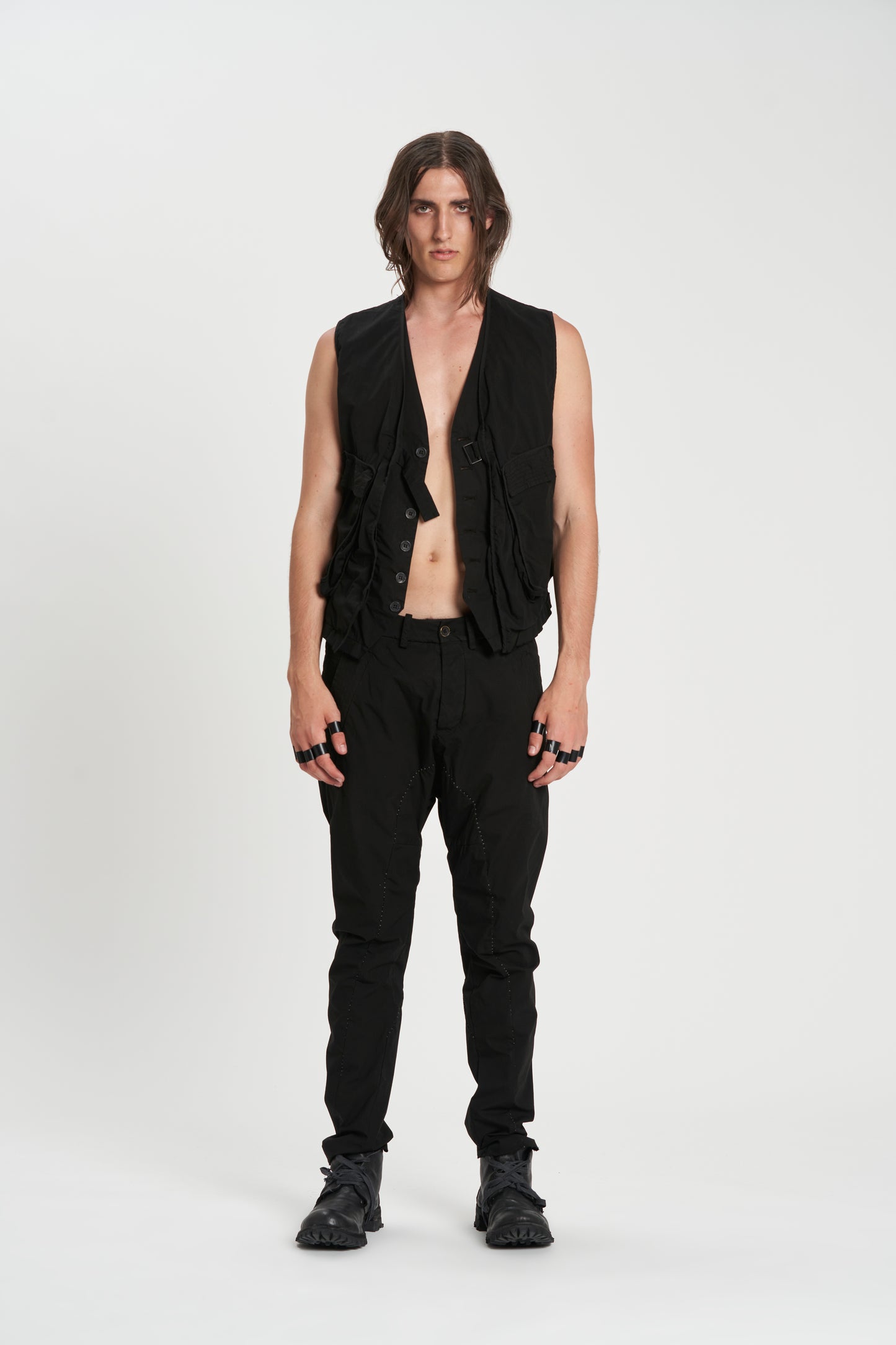 Black Double Front Vest M3468