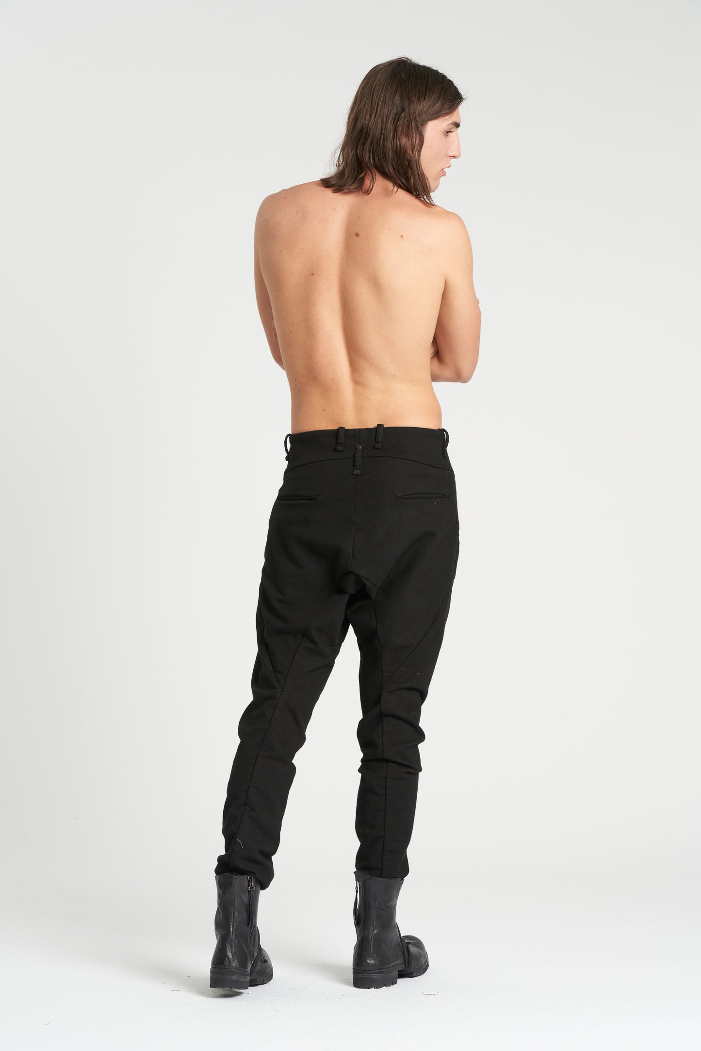 Black Baggy Zip Tapered Trousers