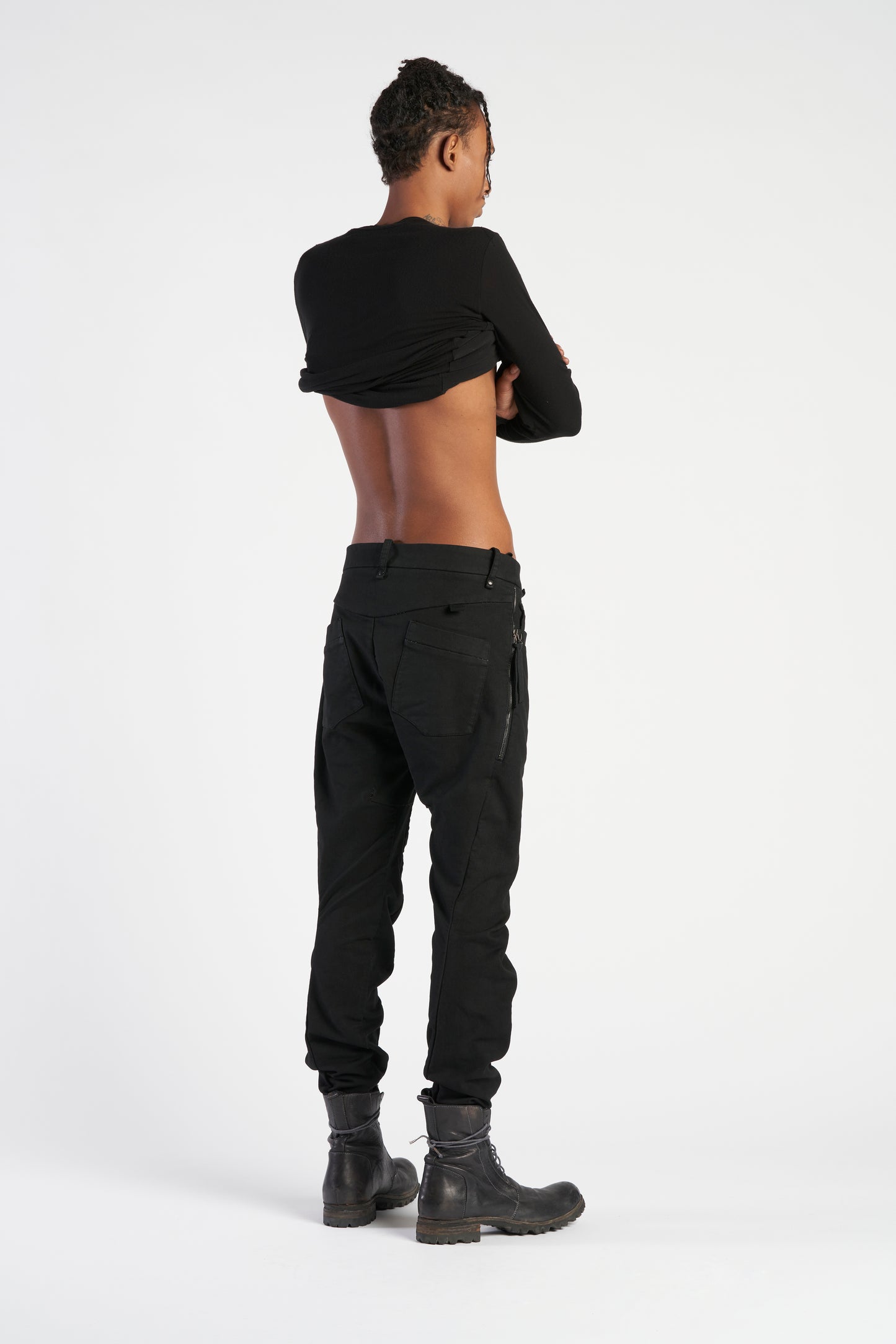 BLACK ZIP SLIM PANTS M3750