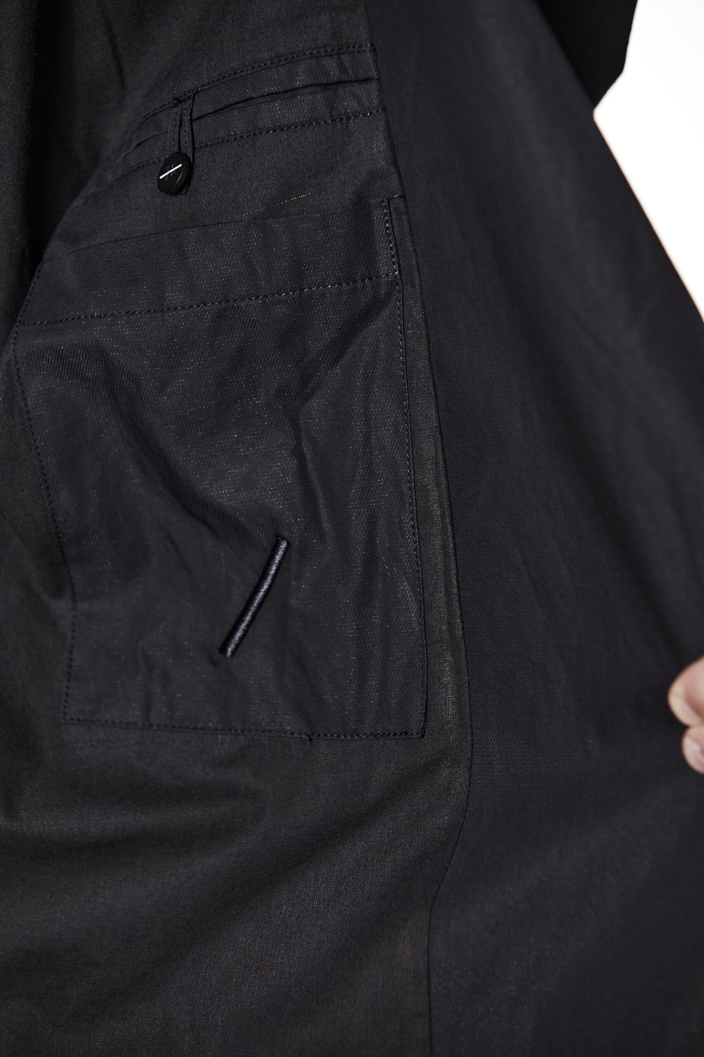 Black Oversized Cropped Cotton Metallised Jacket MB 57