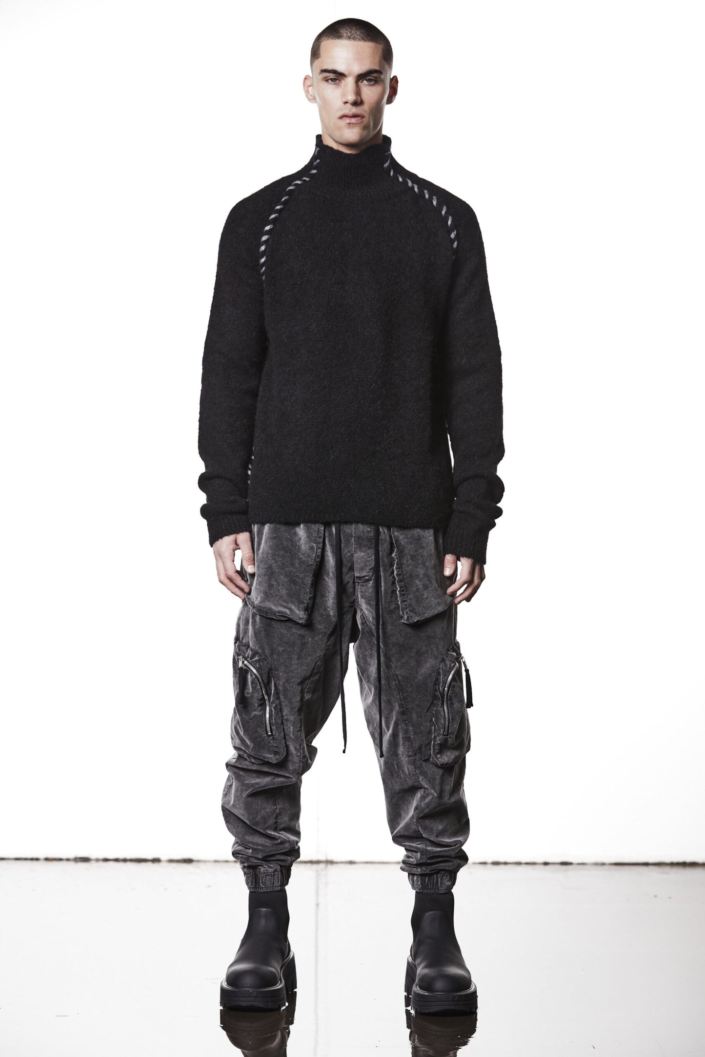 Black Hi-neck Alpaca Sweater MK 125