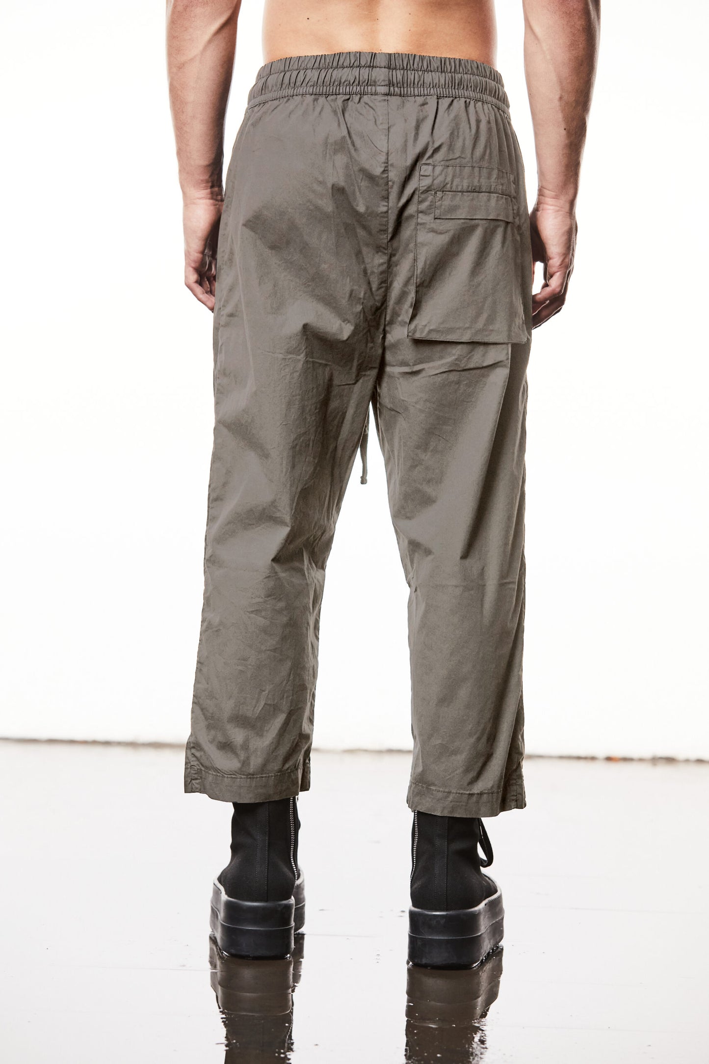 Rock Khaki Wide Leg Cropped Cotton Pants MP11