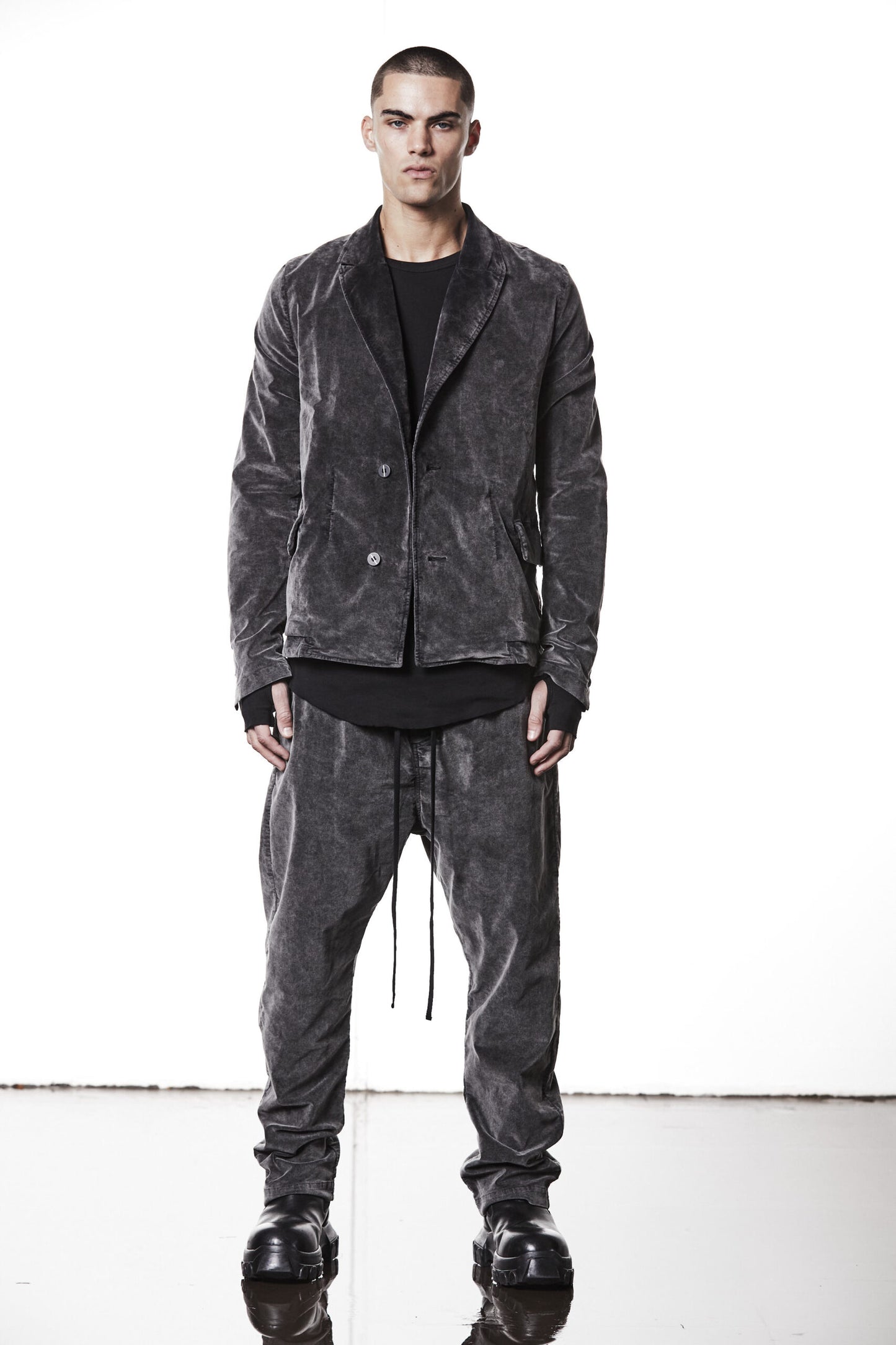 Used Grey Washed Velvet Cotton Pants MP 16