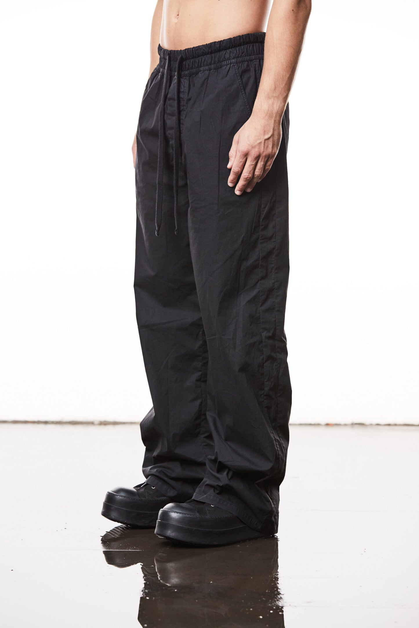 Black Cotton Wide Leg Pants MP9
