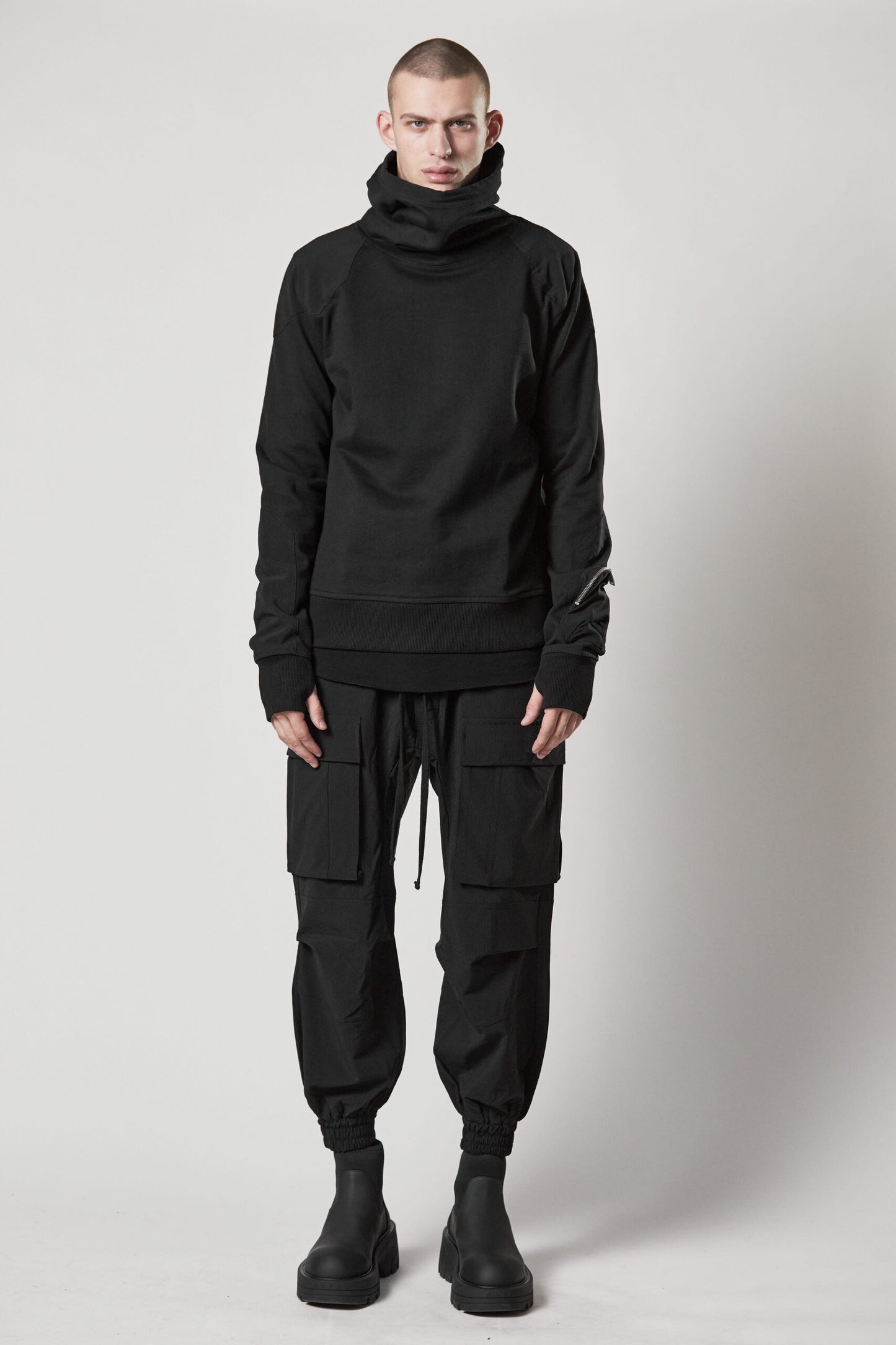 Black Pullover Hooded Jacket MS 172