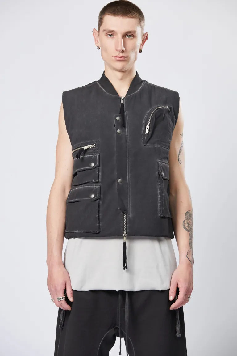 Black Oil Bomber Padded Vest MSJ 629