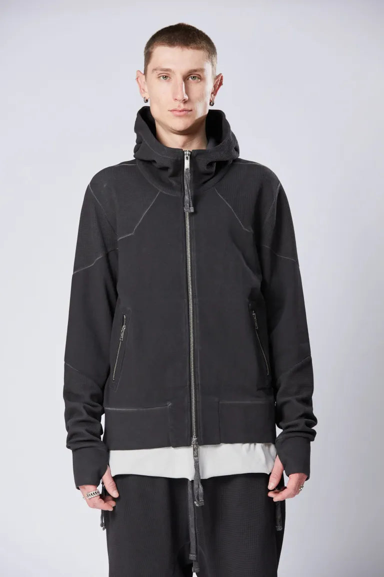 Black Oil Hooded Zip Jacket MSJ 632