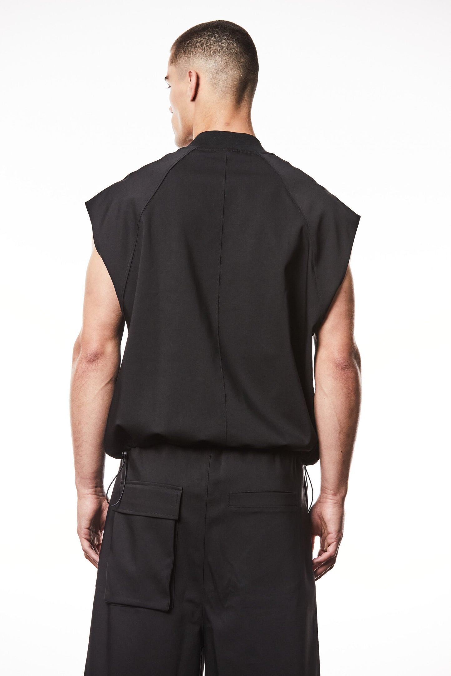 Black Cotton Polyamide Bomber Vest MSJ 659