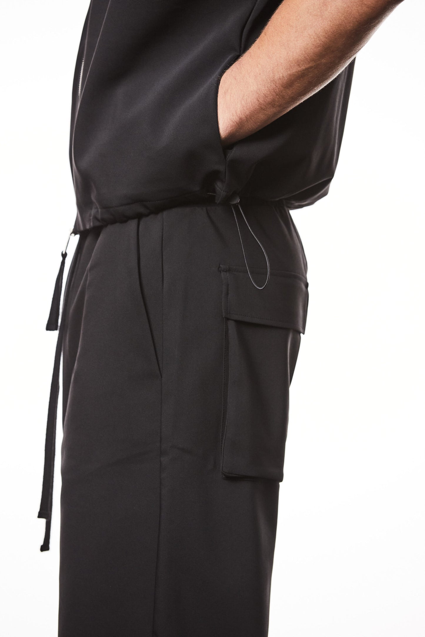 Black Cotton Polyamide Bomber Vest MSJ 659