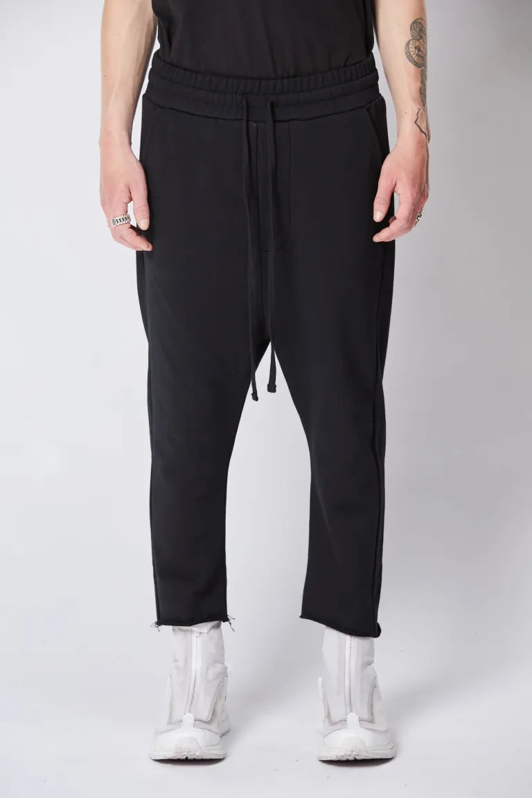 Black Cropped Drop Crotch Trousers MST 429