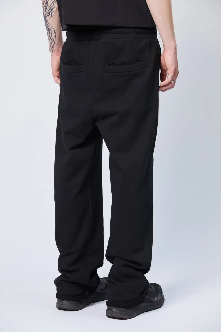 Black Drop Crotch Wide Leg Trousers MST 437