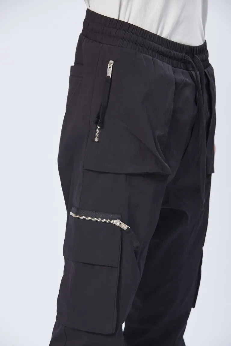 Black Drop Crotch Cargo Trousers MST 442