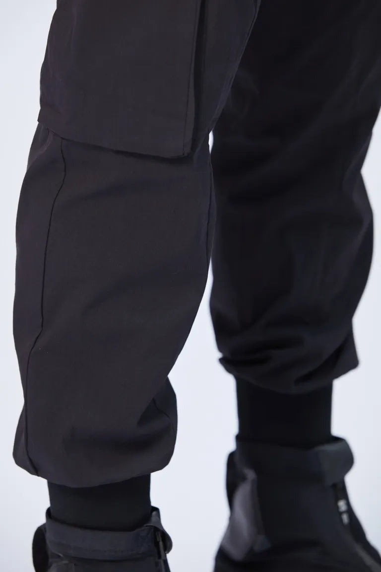 Black Drop Crotch Cargo Trousers MST 442