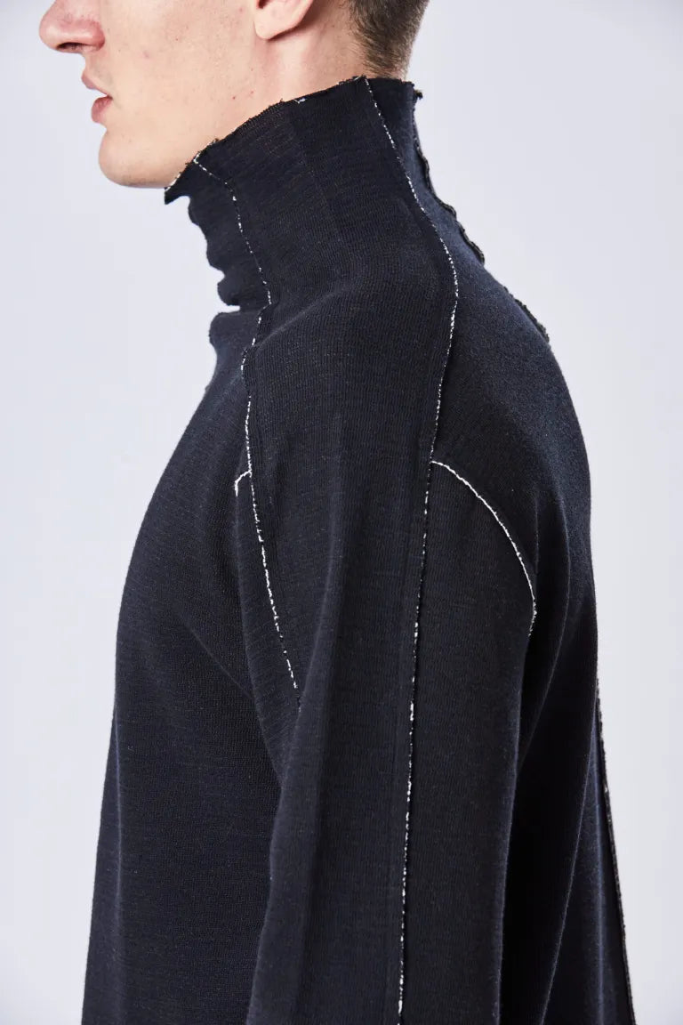 Black High Collar Doubleface Sweatshirt MTS 742