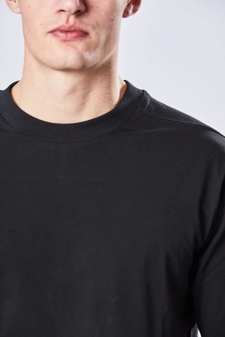 Black Short Sleeve Raw Cut Contrast Stitch T-shirt MTS 745