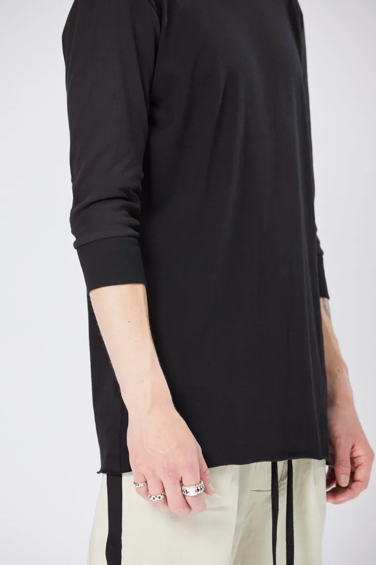 Black Round Neck Shirt 3/4 Sleeves MTS 762