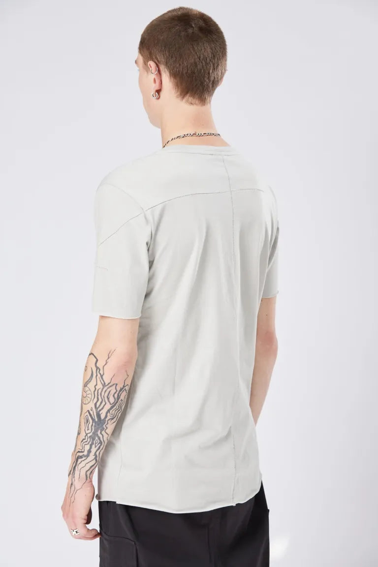 Silver White Round Neck Short Sleeve T-shirt MTS 784