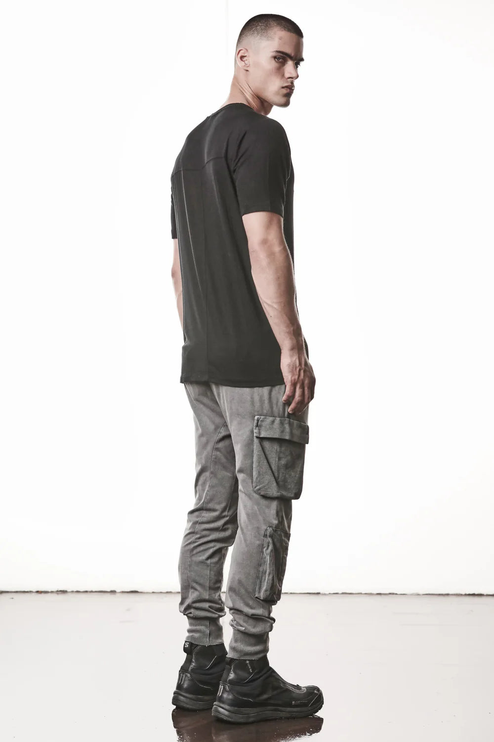 Black V-neck Modal Silk T-shirt MTS 945