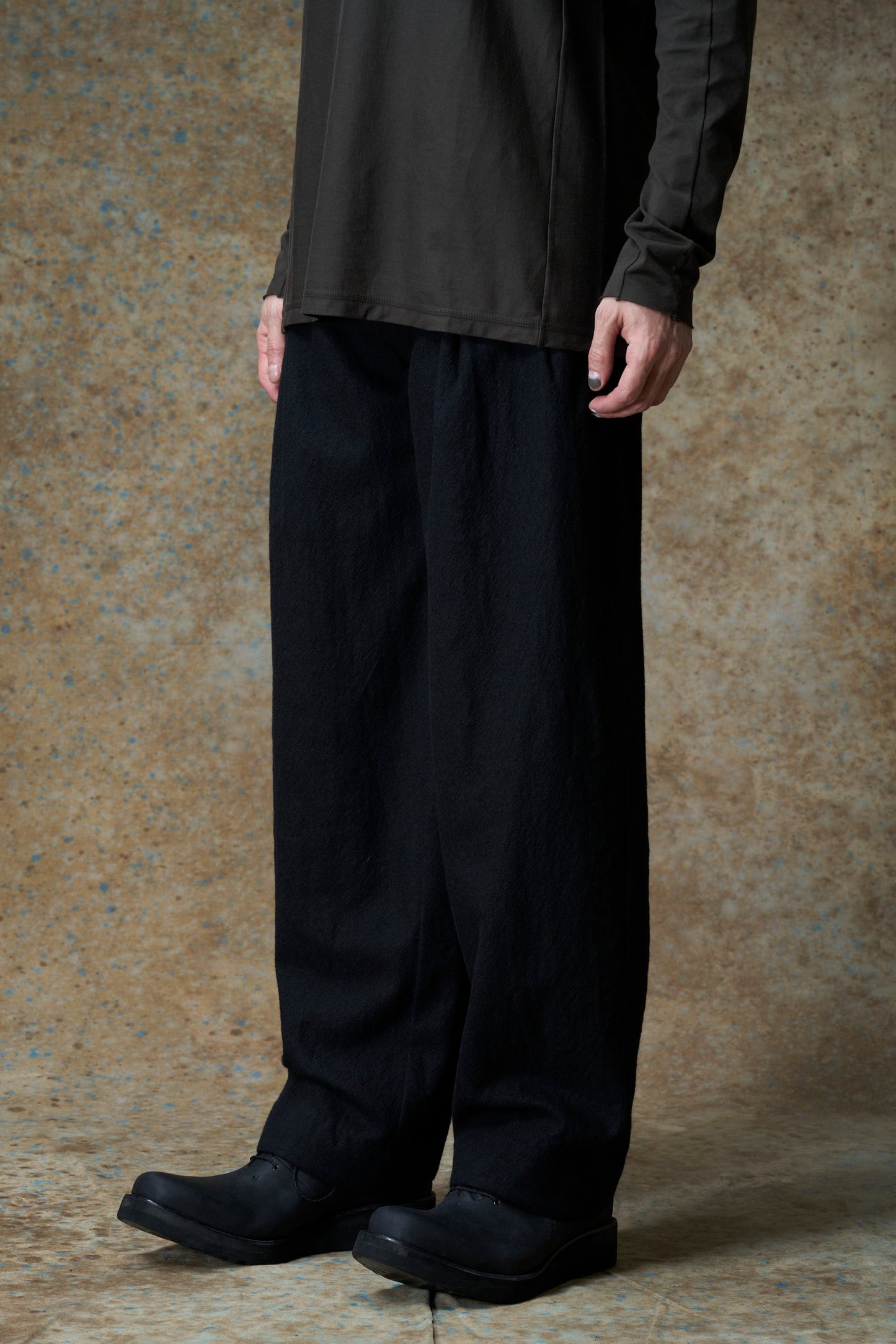 Black Baggy Wide Leg Wool Pants