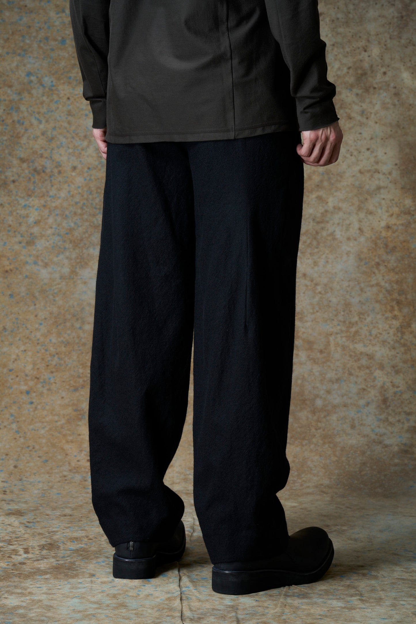 Black Baggy Wide Leg Wool Pants