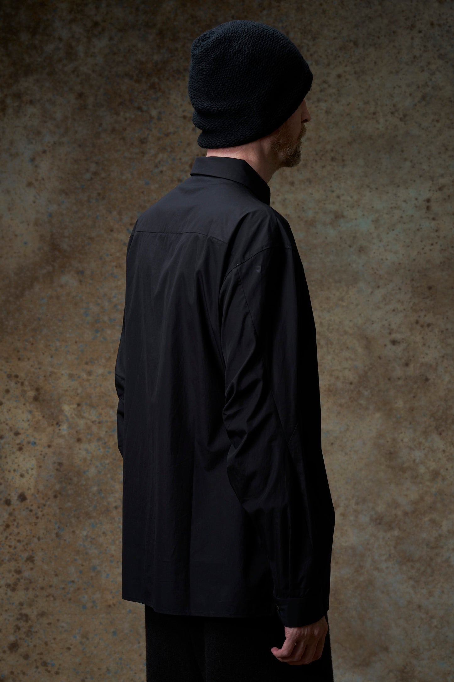 Black Suvin Cotton Snap Button Collared Shirt