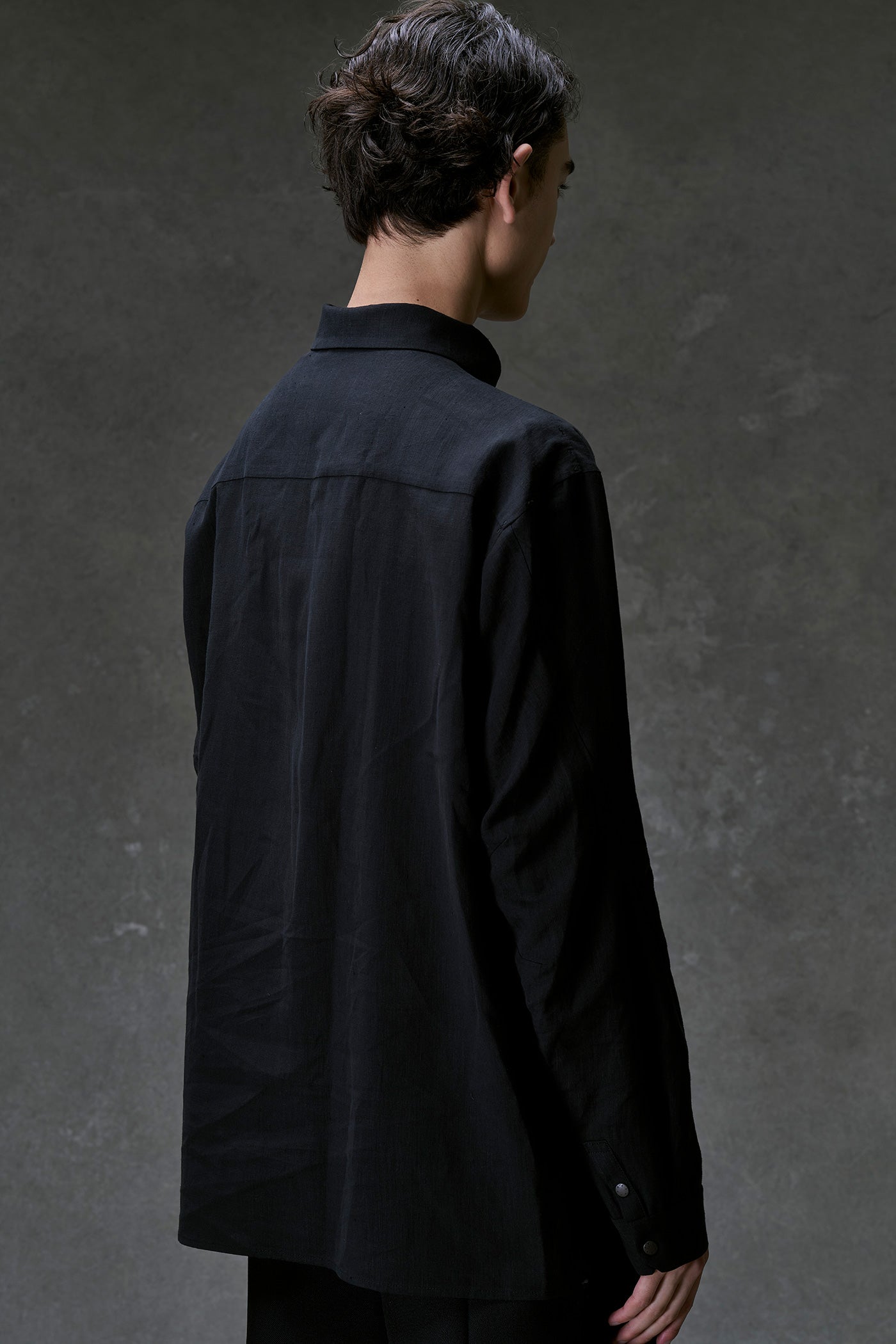 Black Collared Snap Button Shirt