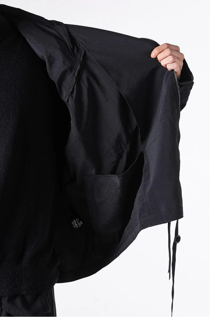 Black Silk Nylon Tech Mountain Parka