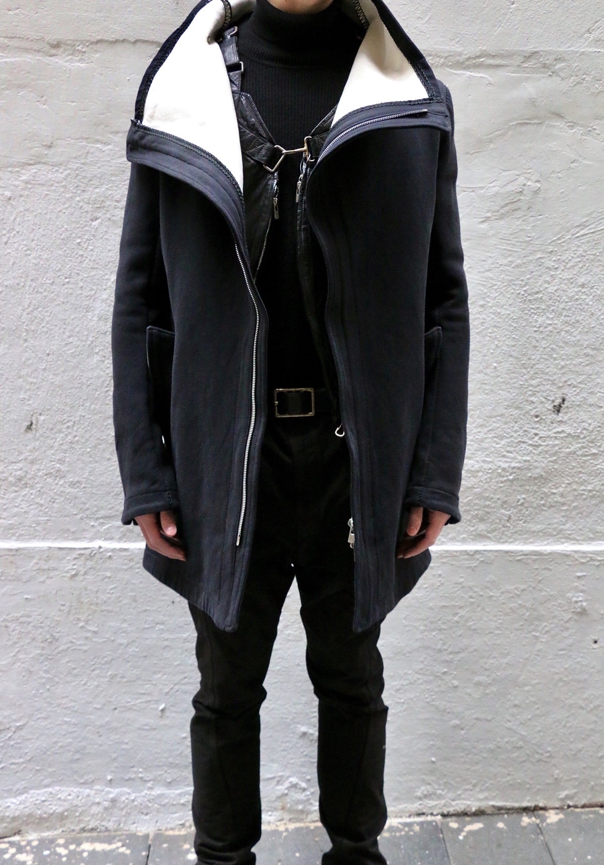 Black Button Down Collar Parka OM/2655-IN KOAT-BW/101 by Carol Christian Poell