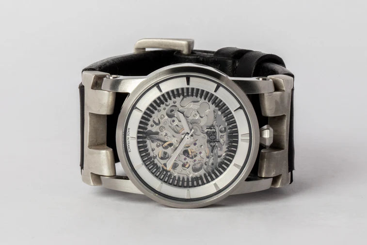 P4 X FOB Watch #5864 Straight Strap Buckle Silver Skeleton W130-012-0-KA-FLE