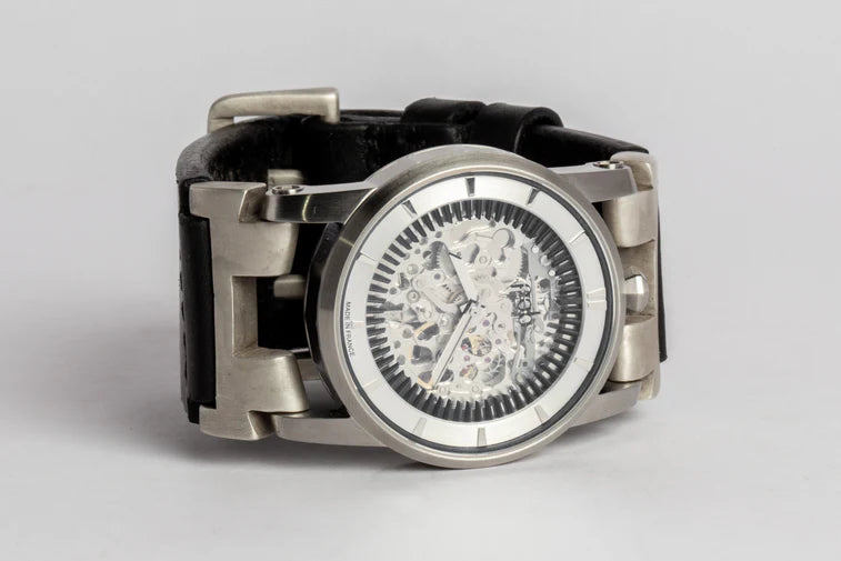 P4 X FOB Watch #5864 Straight Strap Buckle Silver Skeleton W130-012-0-KA-FLE