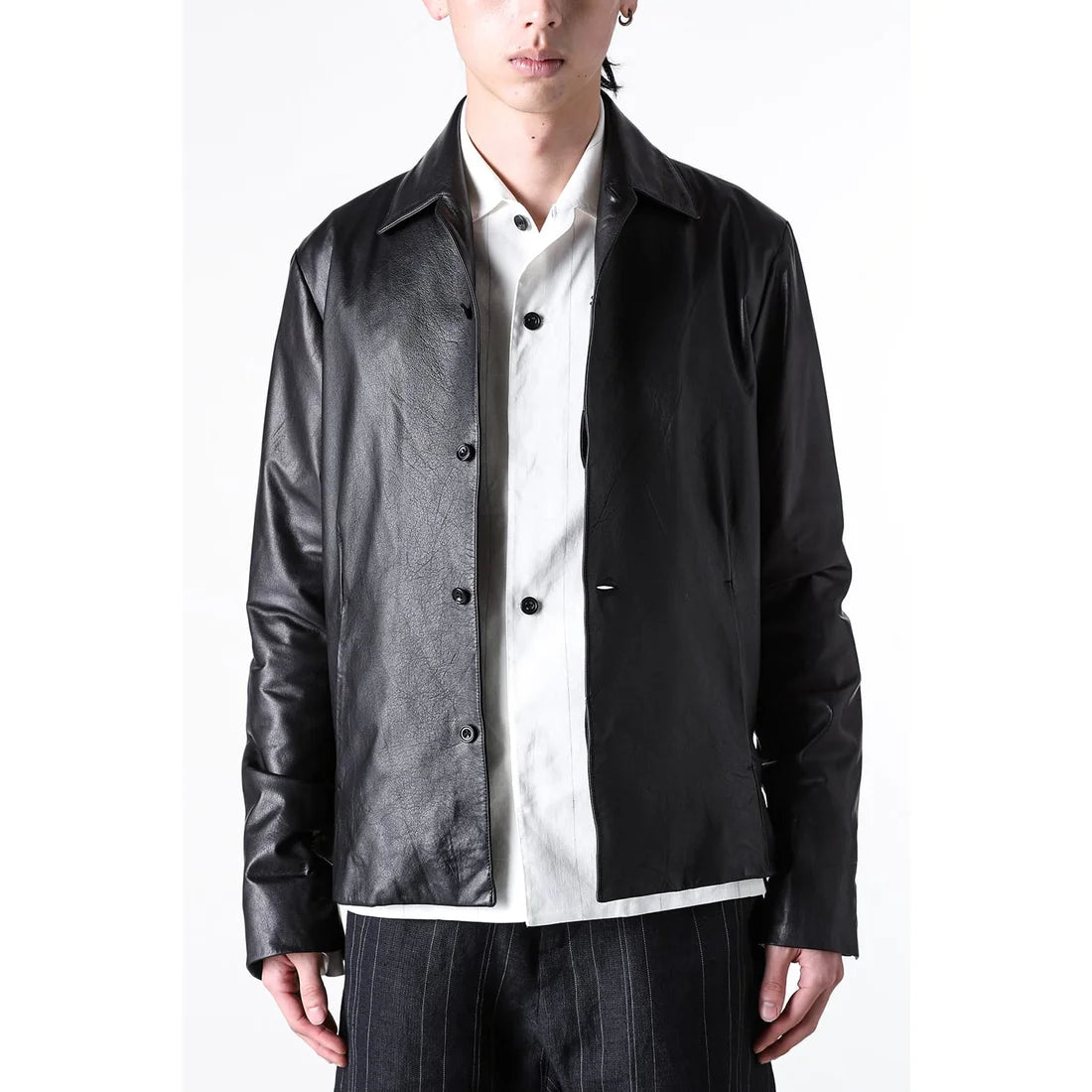 Black Luster Soft Steer Leather Shirt Jacket