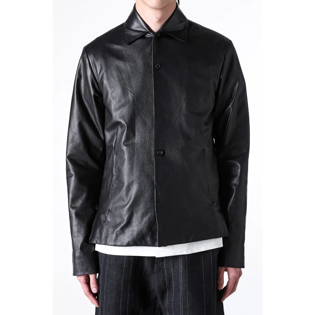 Black Luster Soft Steer Leather Shirt Jacket
