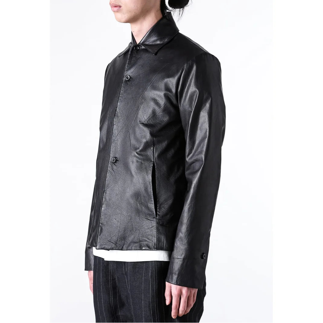 Black Luster Soft Steer Leather Shirt Jacket