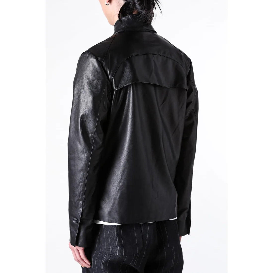 Black Luster Soft Steer Leather Shirt Jacket