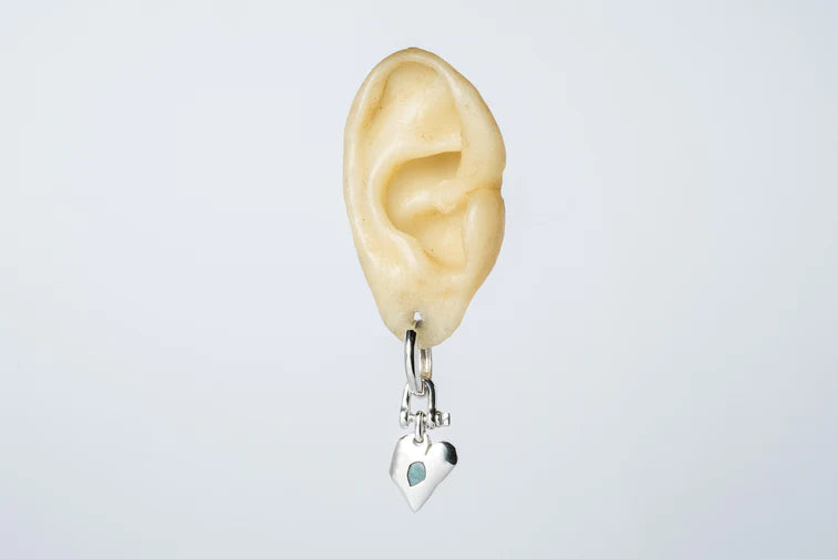 Jazz's Solid Heart Earring Extra Small 0.1 CT Blue Diamond Slabs Z2335-3-PA+BDIA