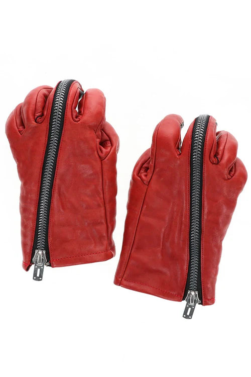 Red Horse Leather Zip Gloves